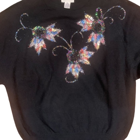 Vintage 80’s Wool/Angora Beaded and Sequin “Fireworks” Sweater by Impromptu - Picture 6 of 11